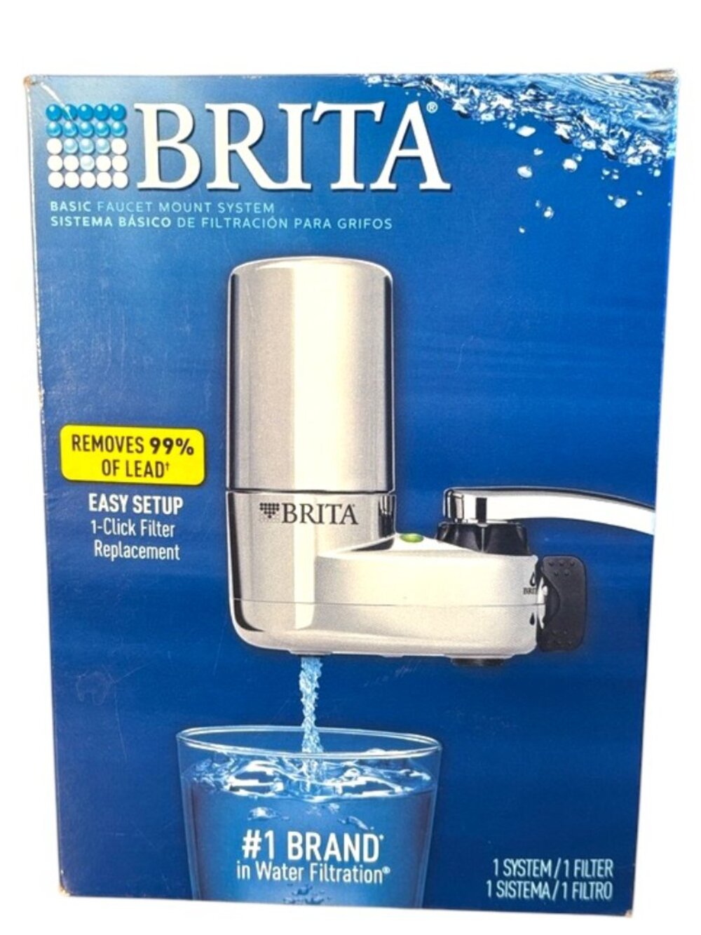 New in Box Brita Basic Facet Mount Water Filter System Sealed-Blue & White